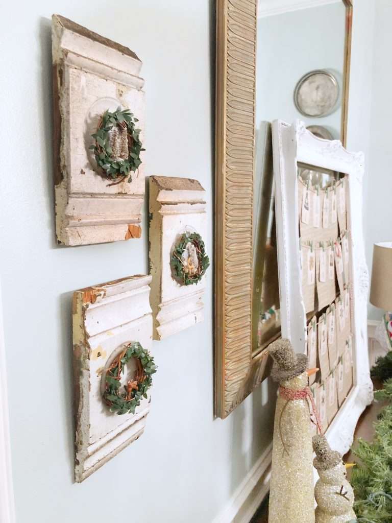 vintage christmas decor architectural finds, mini wreath