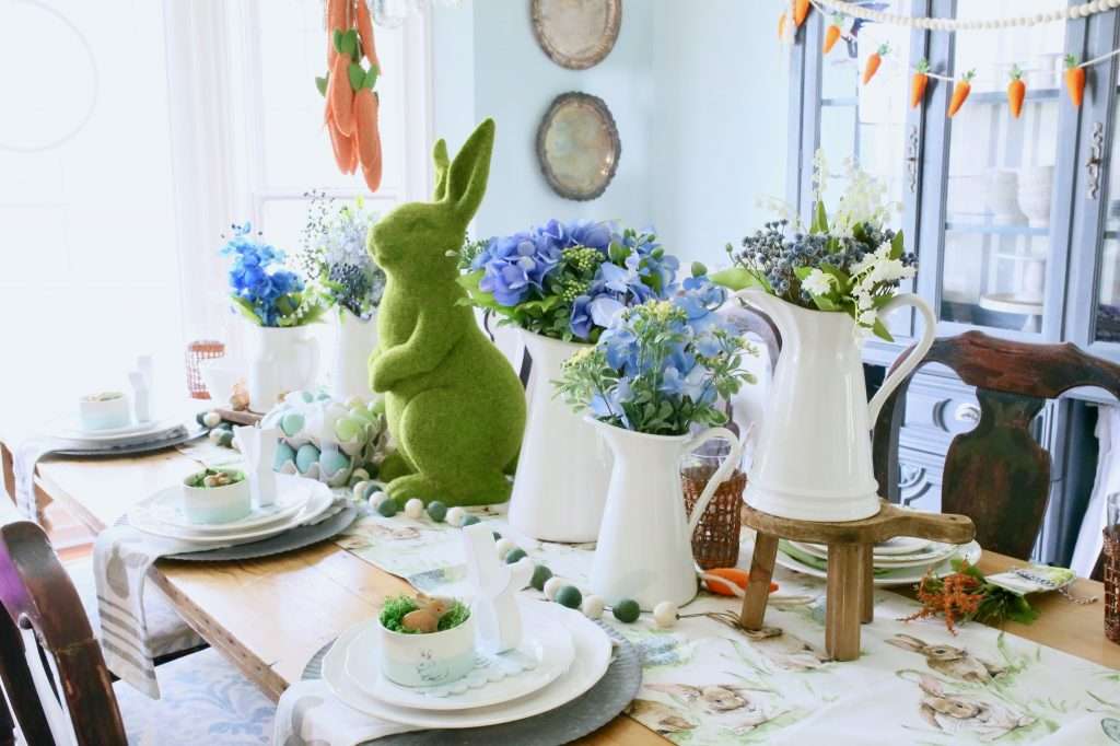 easter tablescape with bunny theme