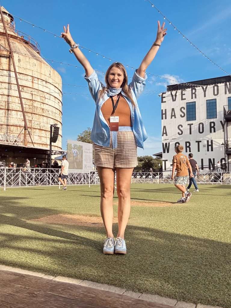 Amy at the silos in Waco Texas
