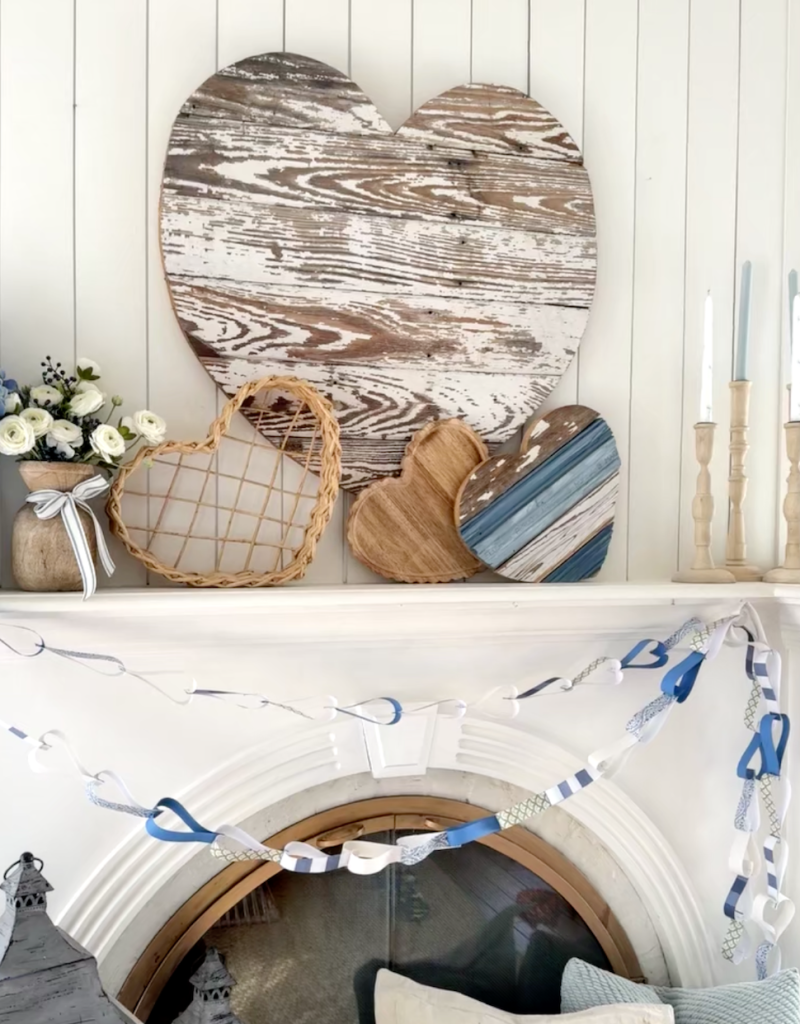 Decorate for Valentine’s Day with neutral wood heart decor. Learn how to style rustic Valentine’s decorations that feel cozy, timeless, and perfect for winter.